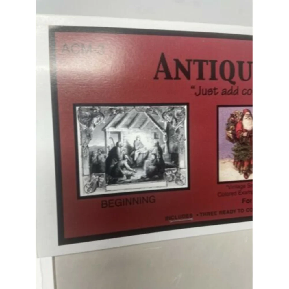 3 Ready To Color Christmas Adult Coloring Matted Pictures‎ Santa On Roof